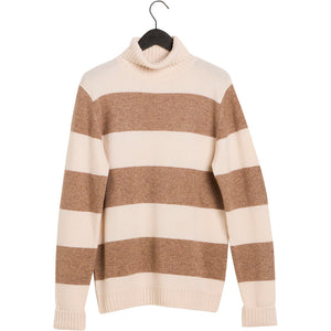 man chunky roll neck striped - White/Mink