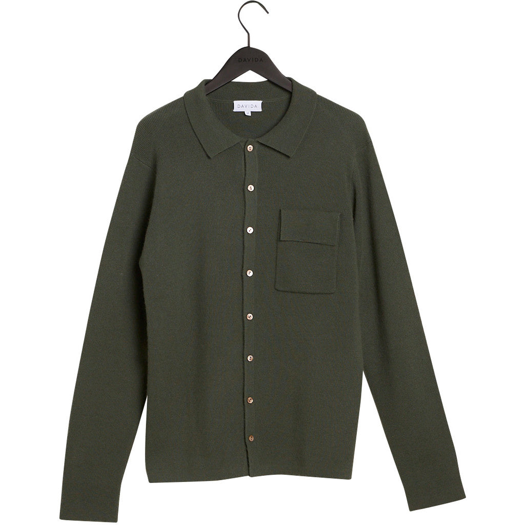 Davida man classic shirt Cardigans Army Green