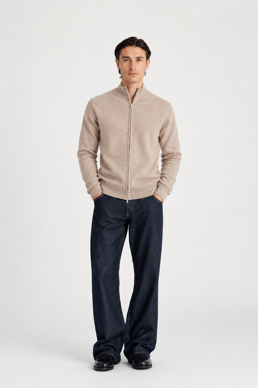 Davida man full zip Cardigans Sand