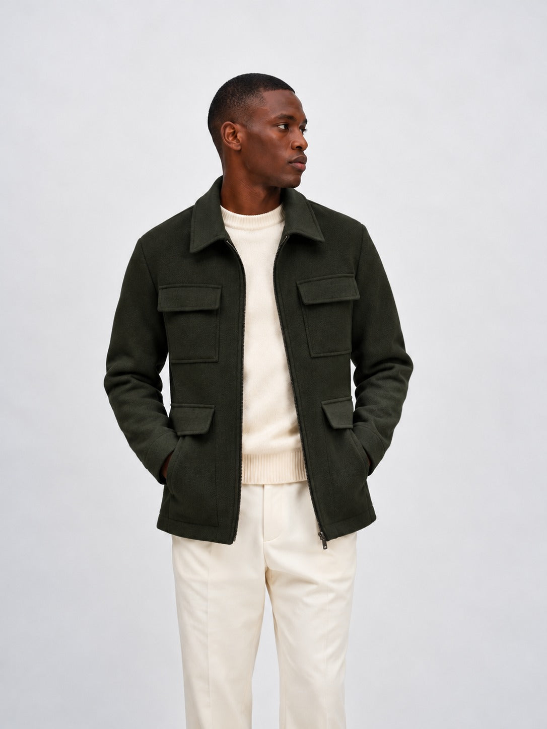 Davida man woven army jacket Outerwear Army Green