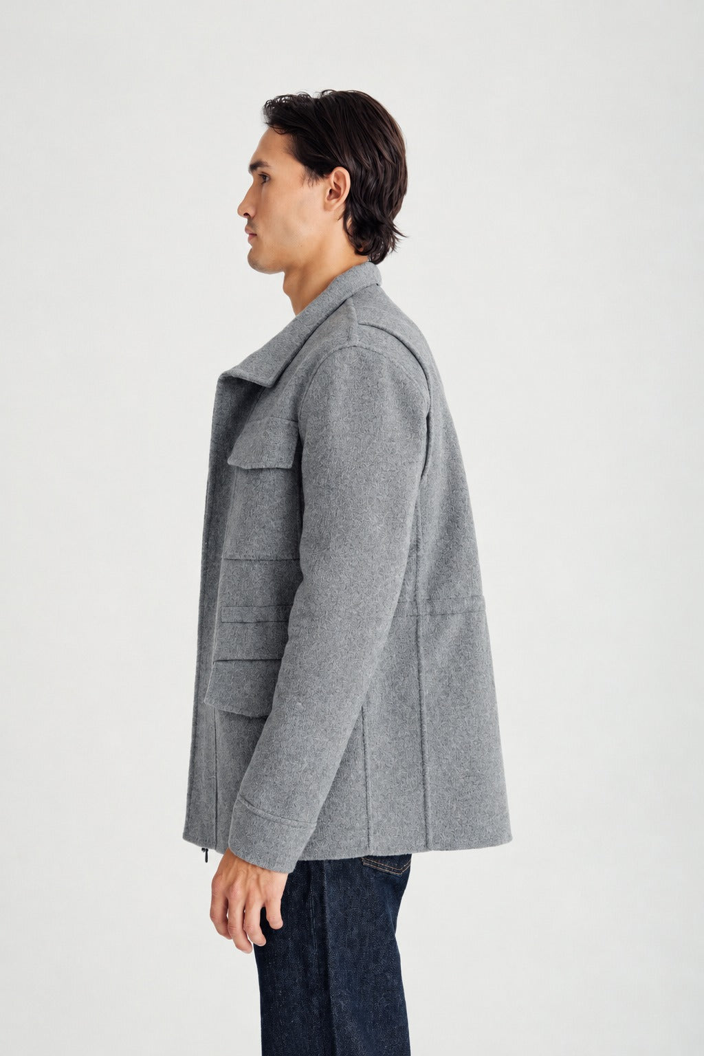 Davida man woven army jacket Outerwear Light Grey