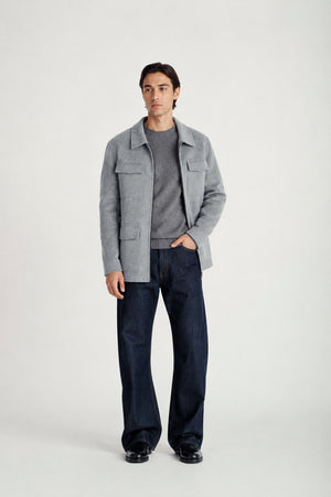 man woven army jacket - Light Grey