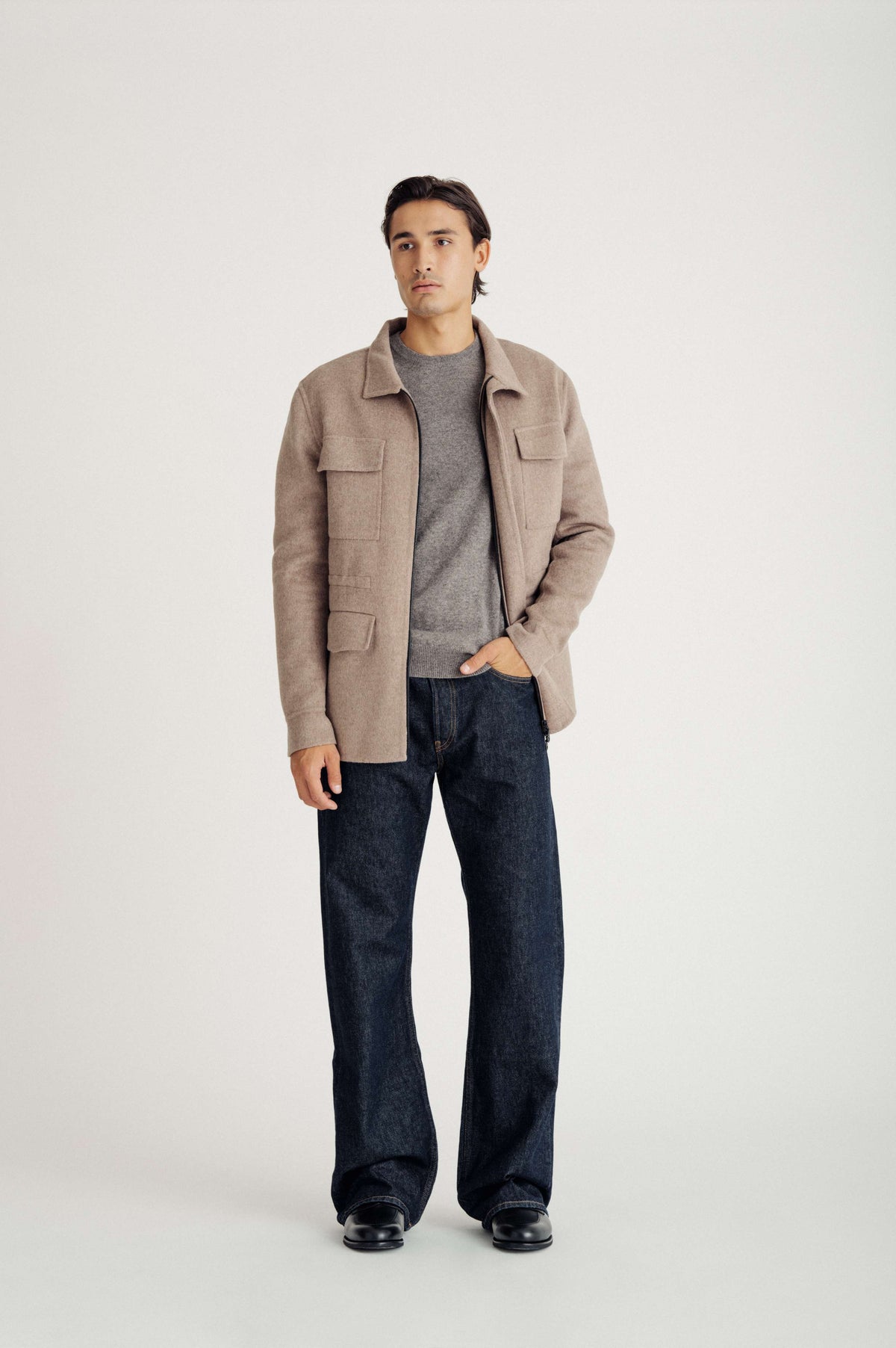 Davida man woven army jacket Outerwear Sand