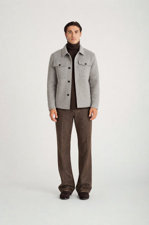 man woven overshirt jacket - Light Grey