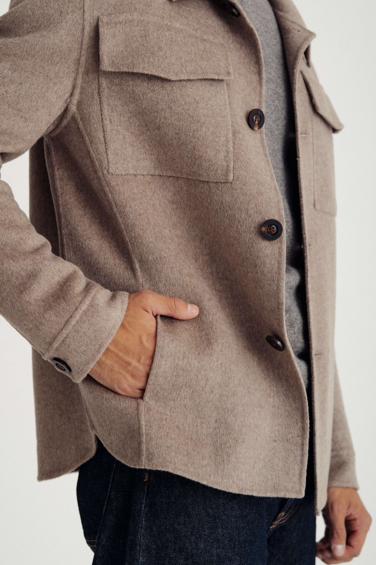 Davida man woven overshirt jacket Outerwear Sand