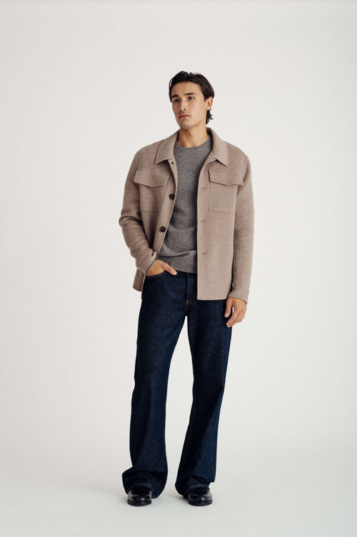 Davida man woven overshirt jacket Outerwear Sand