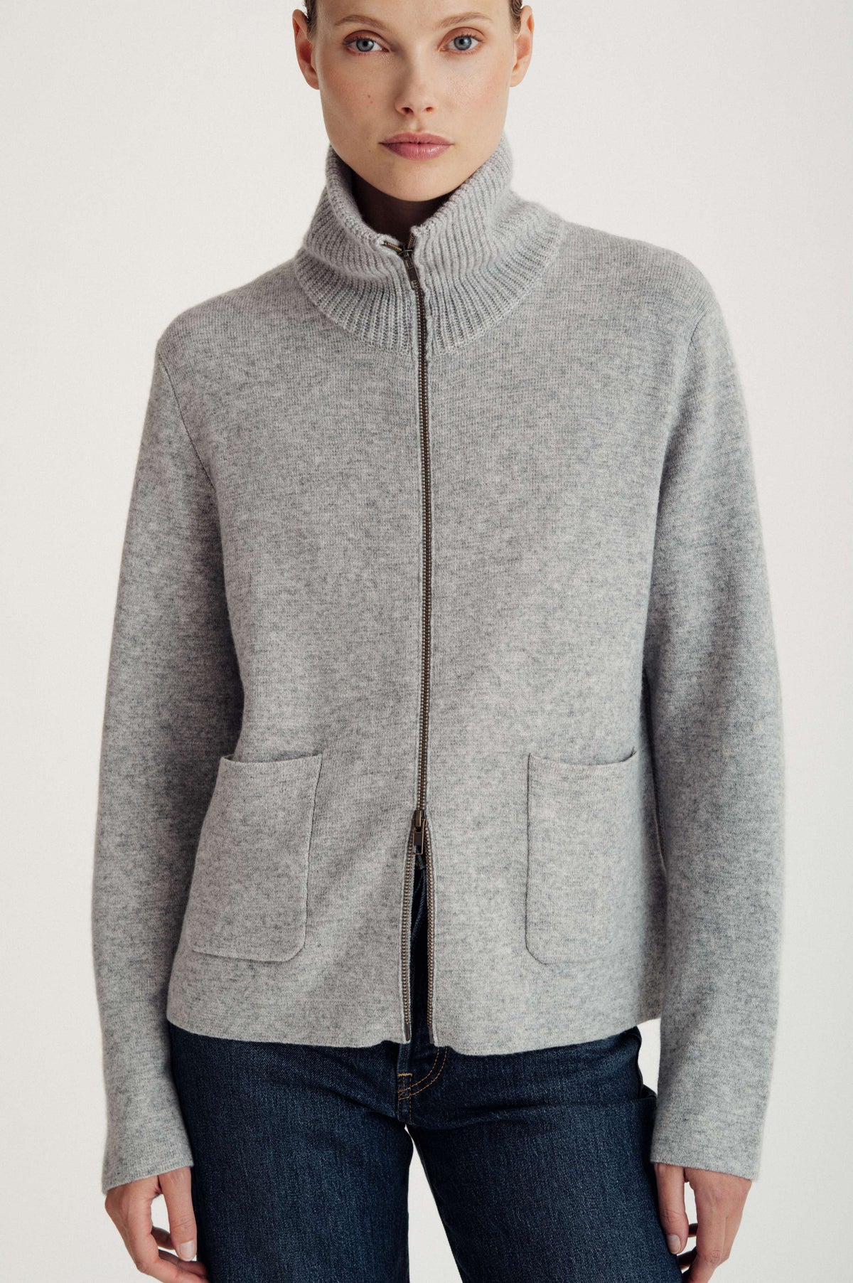 Davida pocket zip jacket Cardigans Light Grey