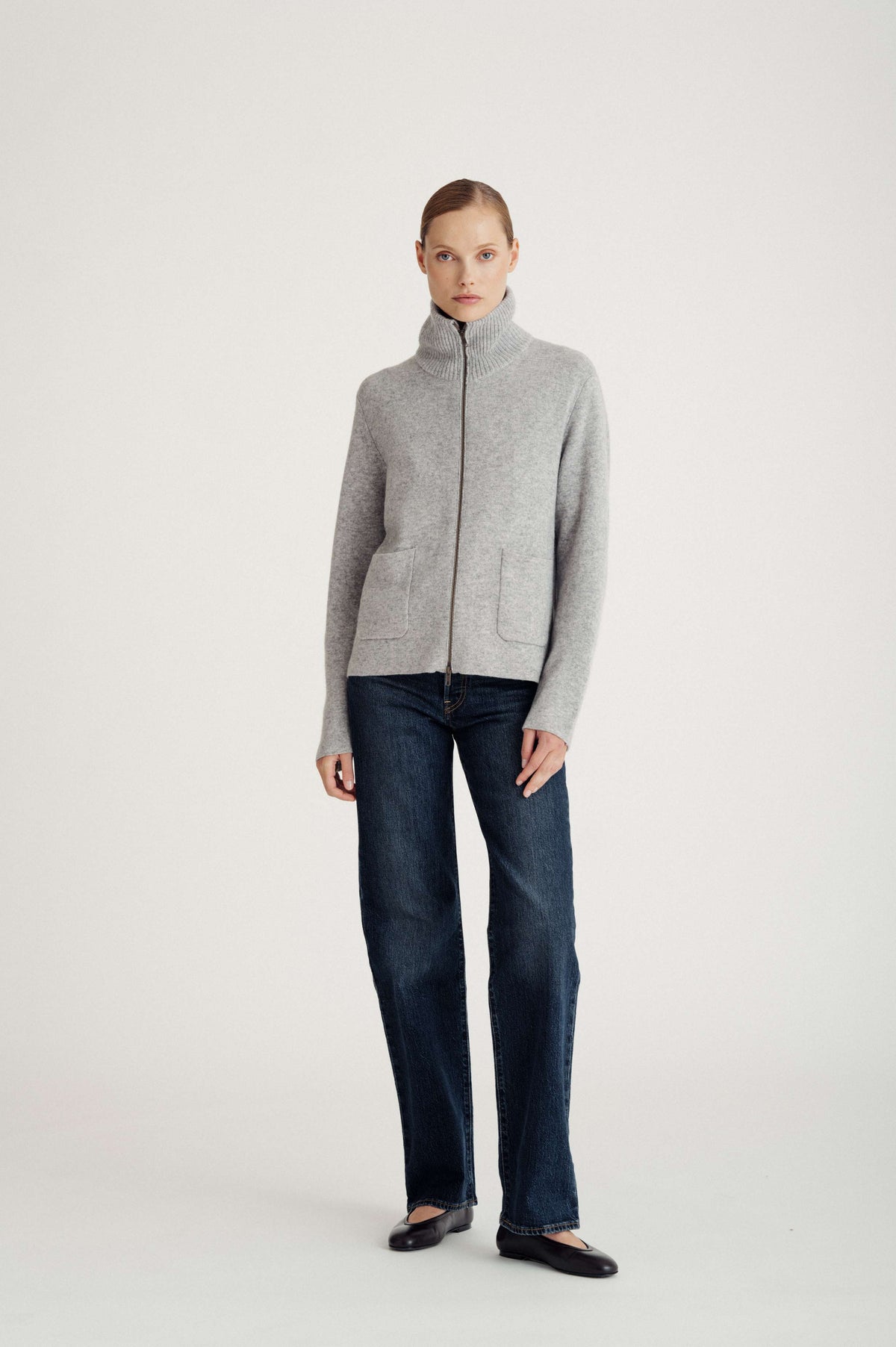 Davida pocket zip jacket Cardigans Light Grey