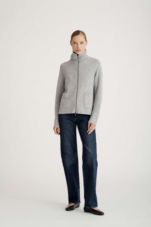 pocket zip jacket - Light Grey