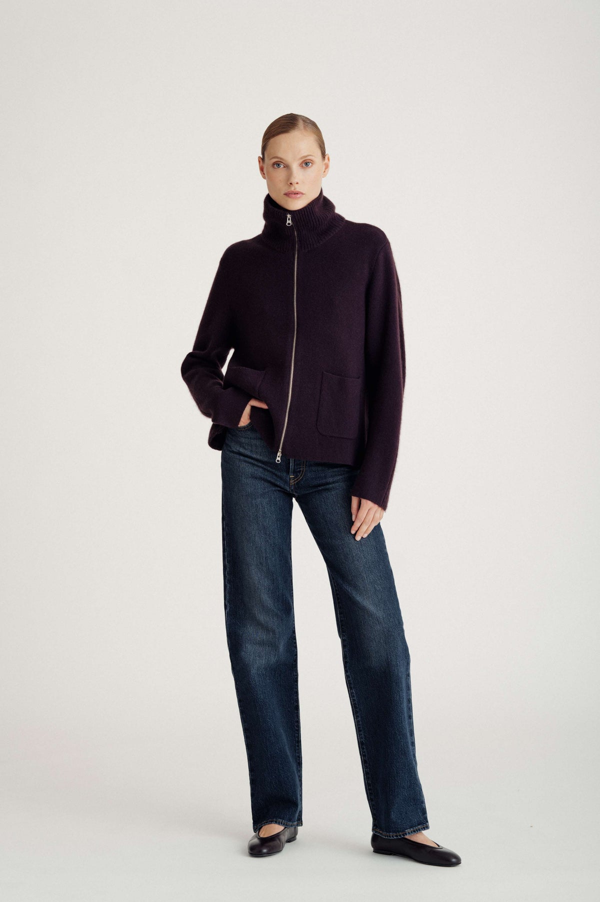 Davida pocket zip jacket Cardigans Plum