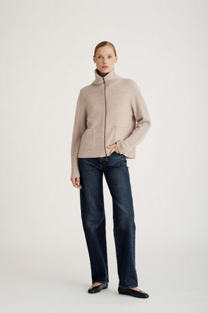 pocket zip jacket - Sand