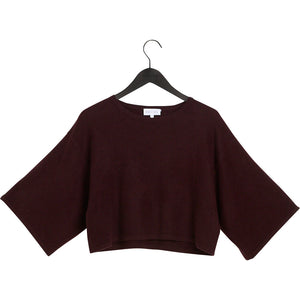 wide sleeve short sweater - Dark Chocolate