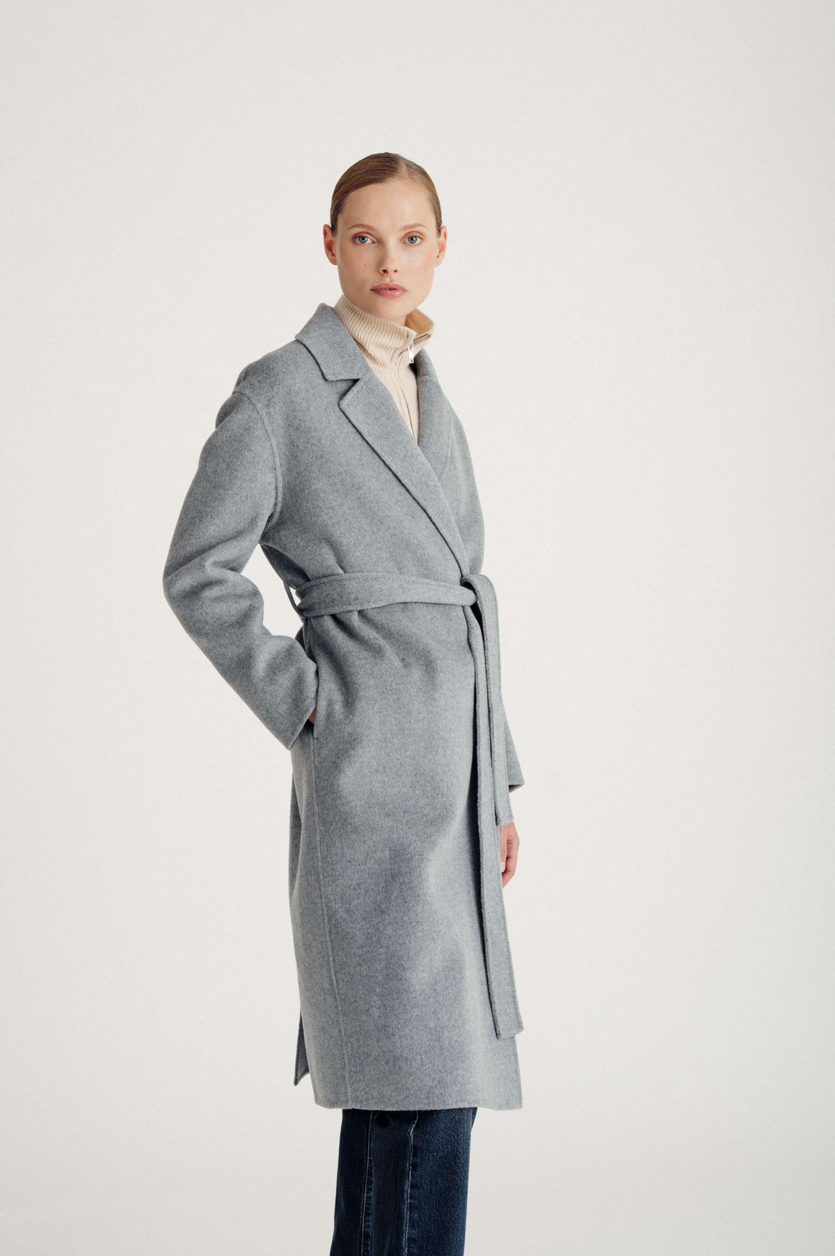 Davida woven coat Outerwear Light Grey