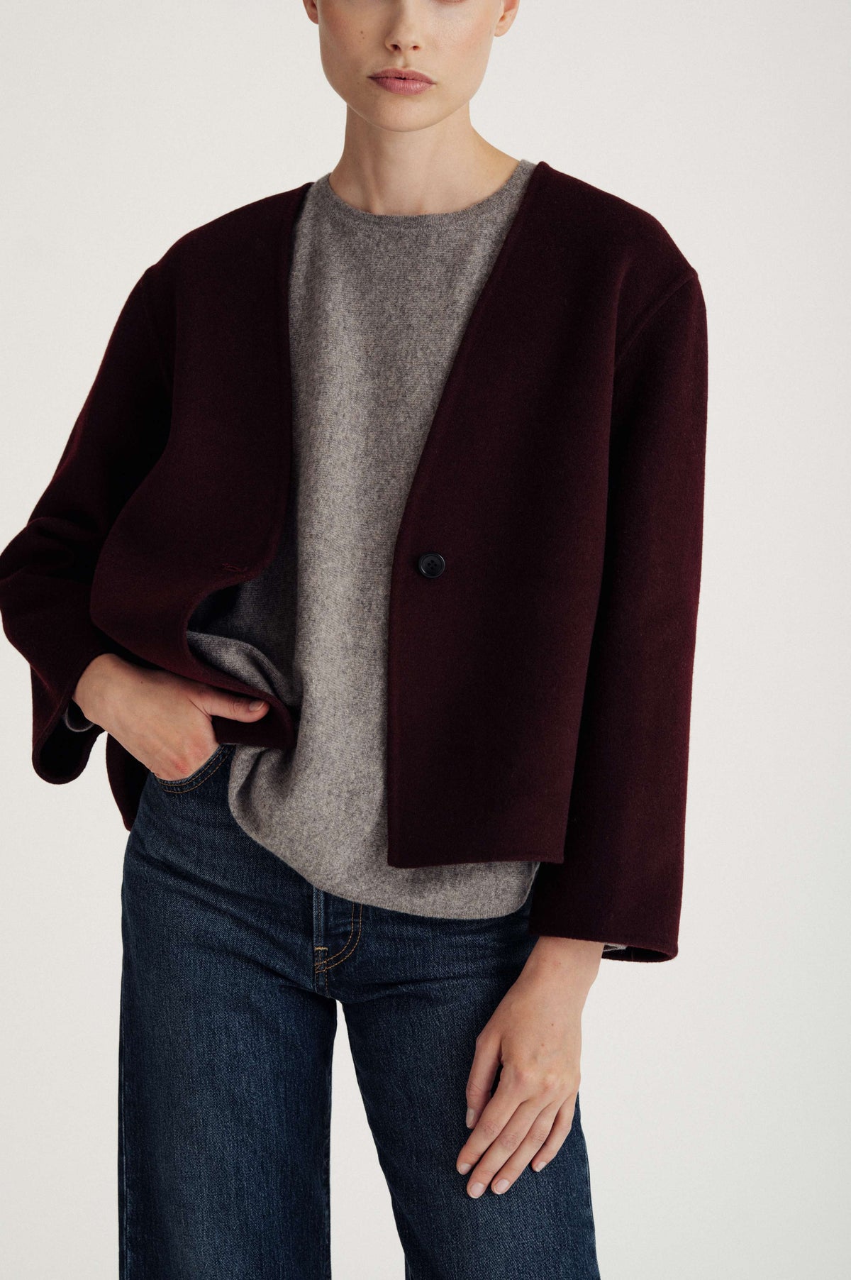 Davida woven kimono jacket Outerwear Dark Plum