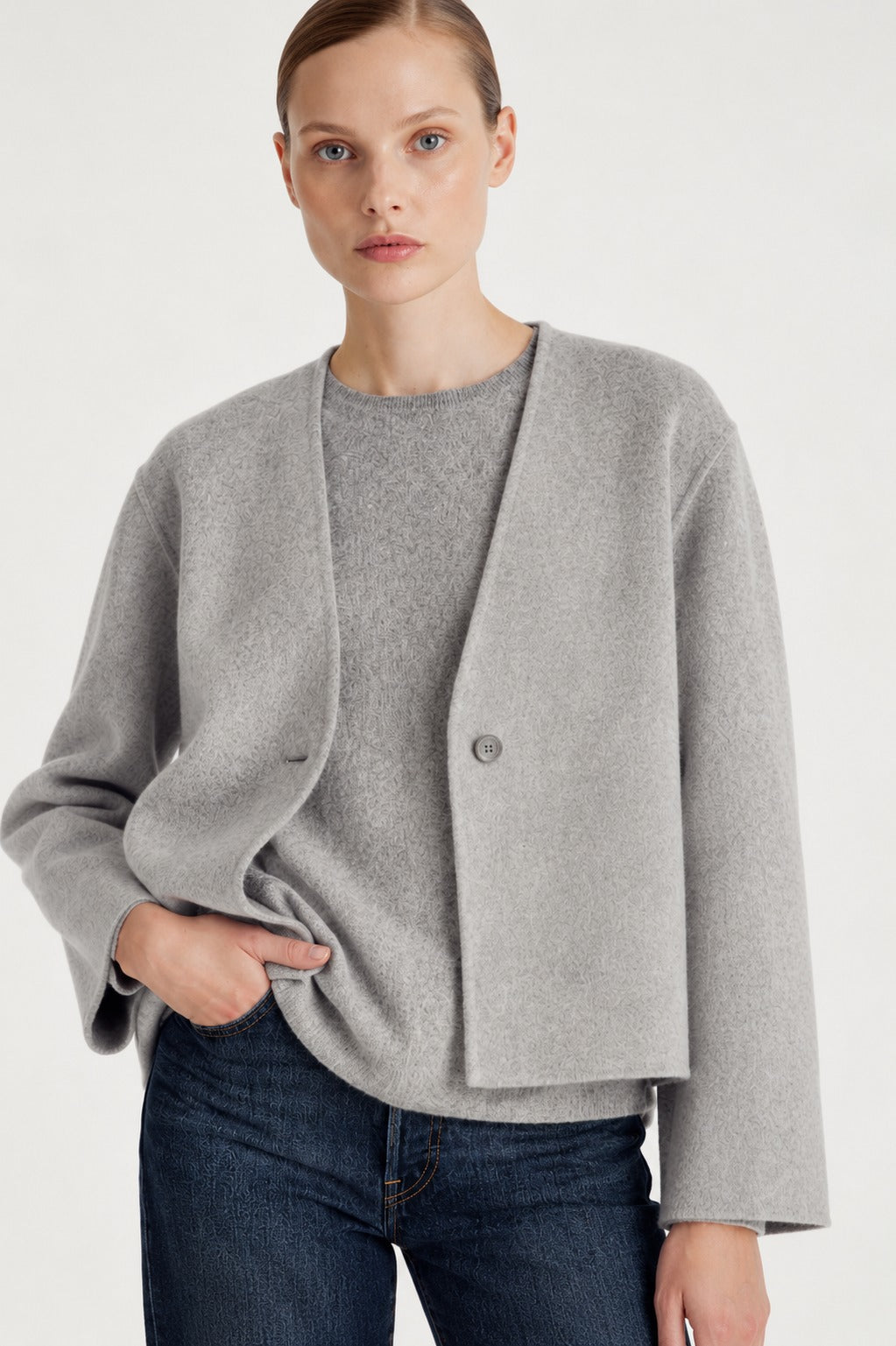 Davida woven kimono jacket Outerwear Light Grey