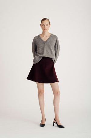 woven wide mini skirt - Dark Plum