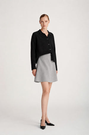 woven wide mini skirt - Light Grey