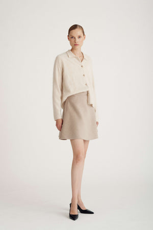 woven wide mini skirt - Sand